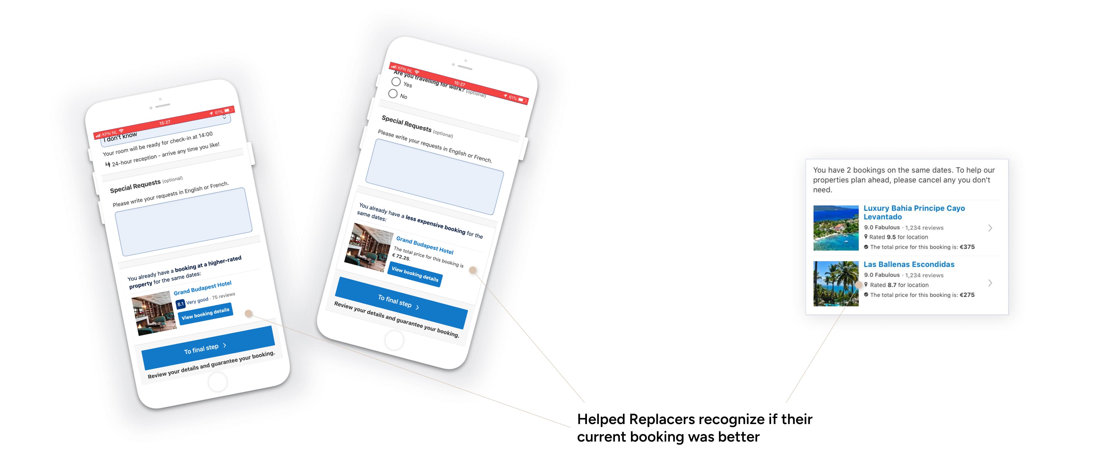 Designed moments of reassurance to ease anxiety and boost confidence, reducing the amount of overlapping bookings booked